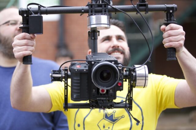 A Freefly Movi M5 gimbal in use