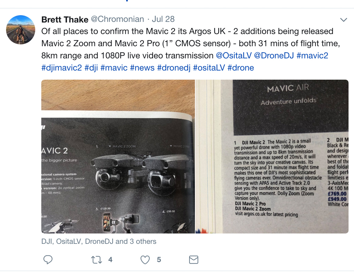 Whoops: UK Retailer Reveals New DJI Mavic 2 Before Official Release